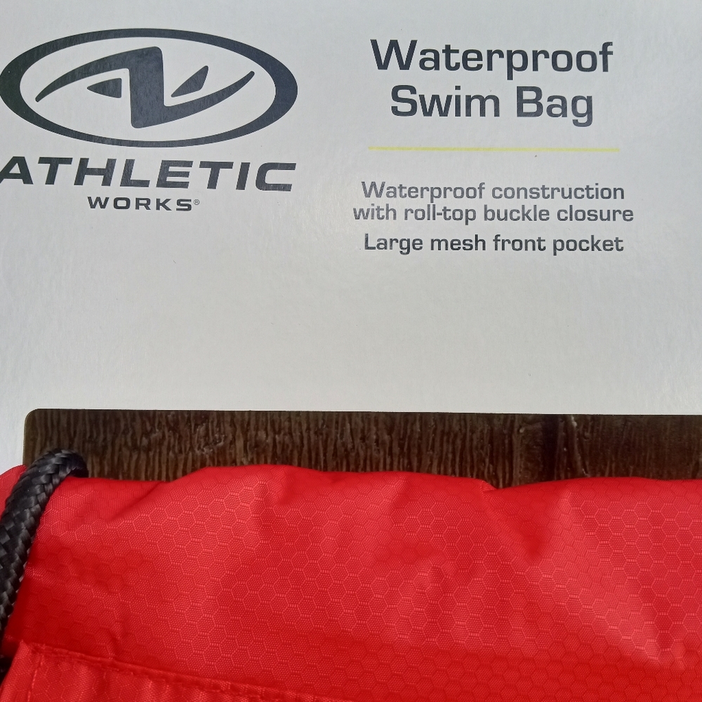 Athletic Works Waterproof Swim Bag. Red and Black. 17 L capacity. - Picture 3 of 6